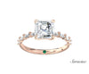 2.0ct Asscher Cut Diamond Engagement Ring w Baguette Diamond Band Rose Gold