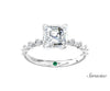 2.0ct Asscher Cut Diamond Engagement Ring w Baguette Diamond Band White Gold