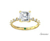 2.0ct Asscher Cut Diamond Engagement Ring w Baguette Diamond Band Yellow Gold