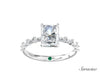 2.0ct Radiant Cut Diamond Engagement Ring w Baguette Diamond Band White Gold