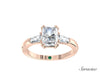 2.0ct Radiant Cut Diamond Engagement Ring w Tapered Baguette Side Stones Rose Gold