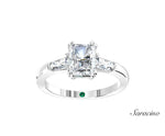 2.0ct Radiant Cut Diamond Engagement Ring w Tapered Baguette Side Stones White Gold