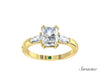 2.0ct Radiant Cut Diamond Engagement Ring w Tapered Baguette Side Stones Yellow Gold