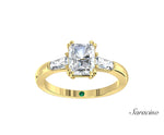 2.0ct Radiant Cut Diamond Engagement Ring w Tapered Baguette Side Stones Yellow Gold
