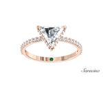 2.0ct Trillion Cut Diamond Engagement Ring w Diamond Band Rose Gold