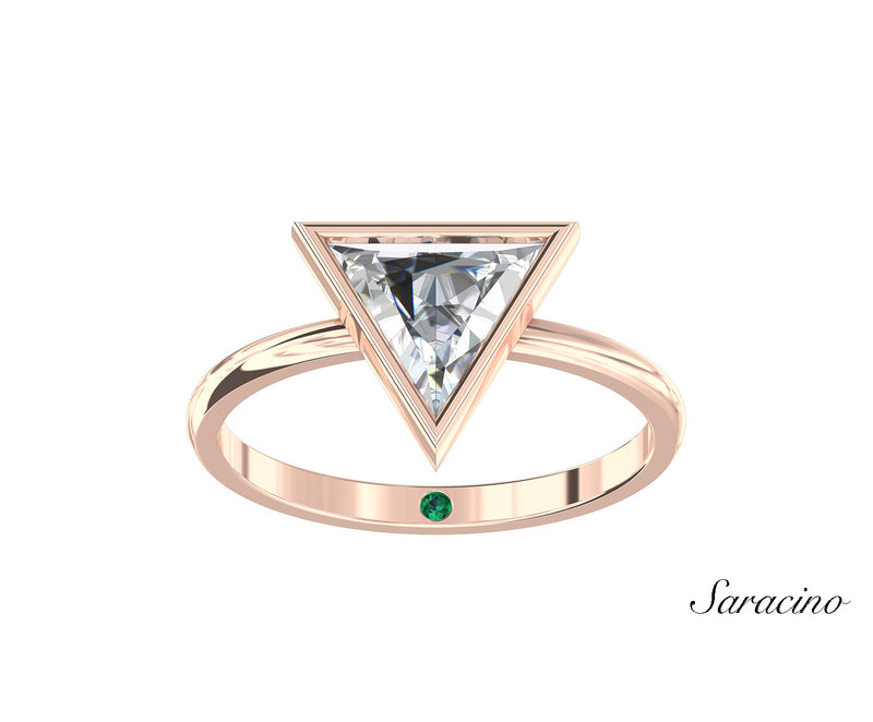 Bezel Set 2.0ct Trillion Cut Diamond Engagement Ring Rose Gold