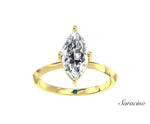 2.0ct Marquise Diamond Engagement Ring w Knife Edge Band Yellow Gold