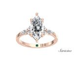 2.0ct Marquise Diamond Engagement Ring w Marquise Side Diamonds Rose Gold