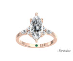 2.0ct Marquise Diamond Engagement Ring w Marquise Side Diamonds Rose Gold