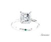 2.0ct Asscher Cut Diamond Engagement Ring w Hidden Halo White Gold