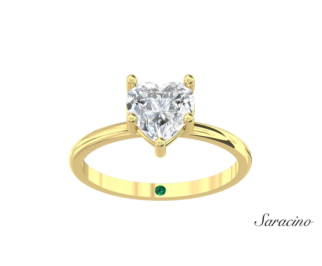 1.5ct Heart Shaped Diamond Engagement Ring Yellow Gold