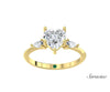 1.5ct Heart Shaped Diamond Engagement Ring w Pear Side Stones Yellow Gold
