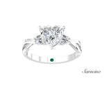 1.5ct Heart Shaped Diamond Engagement Ring w Twisted Marquise Diamonds White Gold