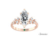2.0ct Marquise Diamond Engagement Ring w Scattered Diamond Band Rose Gold
