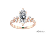 2.0ct Marquise Diamond Engagement Ring w Scattered Diamond Band Rose Gold