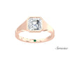 2.0ct Asscher Cut Diamond Signet Engagement Ring Rose Gold