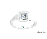 2.0ct Asscher Cut Diamond Signet Engagement Ring White Gold