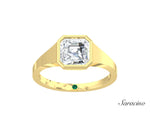 2.0ct Asscher Cut Diamond Signet Engagement Ring Yellow Gold