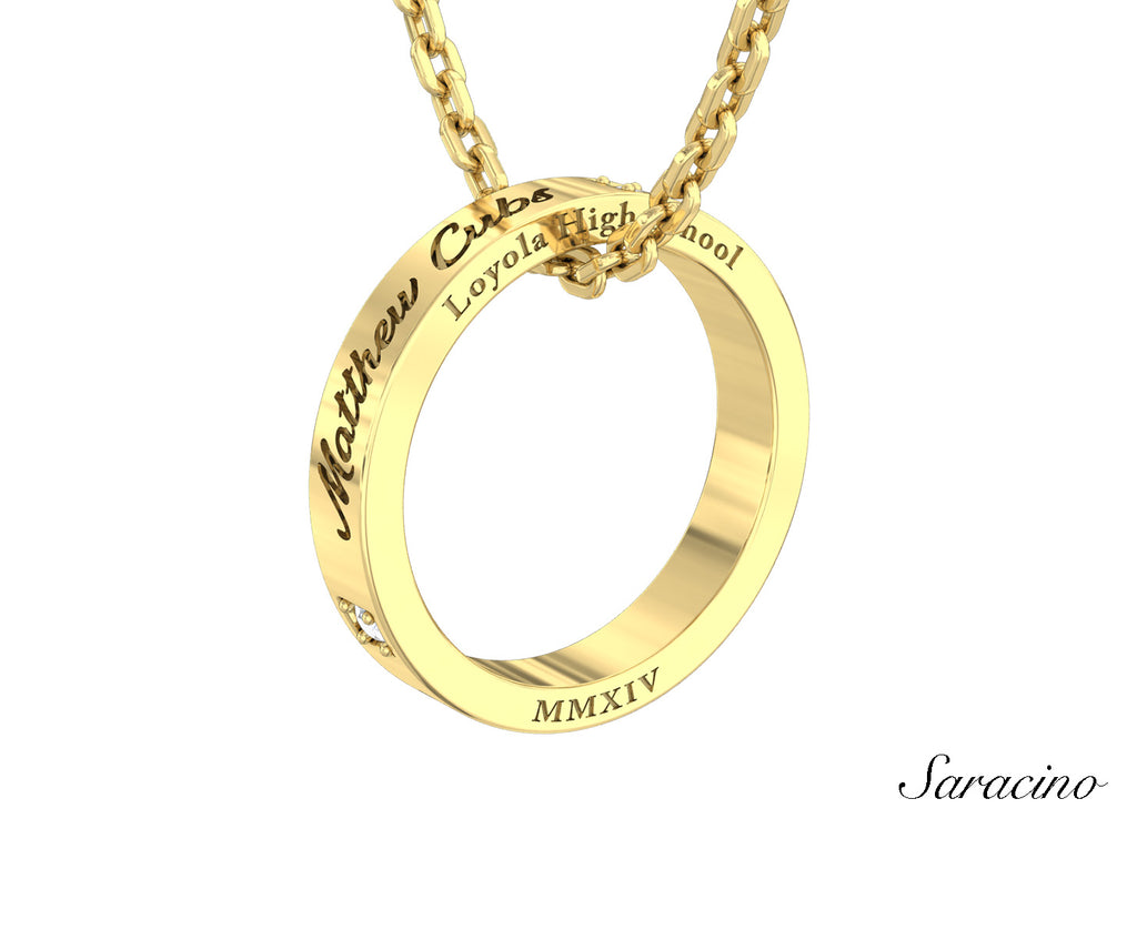 Loyola Graduation Ring Necklace Yellow Gold