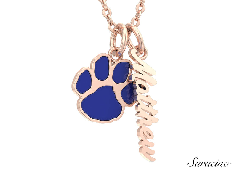 Loyola Name Necklace and Enamel Charm Rose Gold