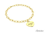 Loyola Heart Charm Bracelet w Diamonds Yellow Gold