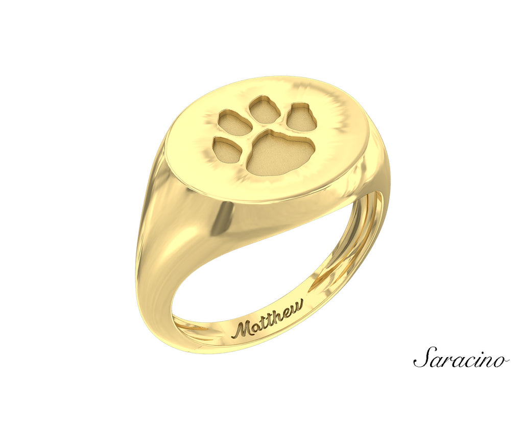 Loyola Paw Signet Ring Yellow Gold