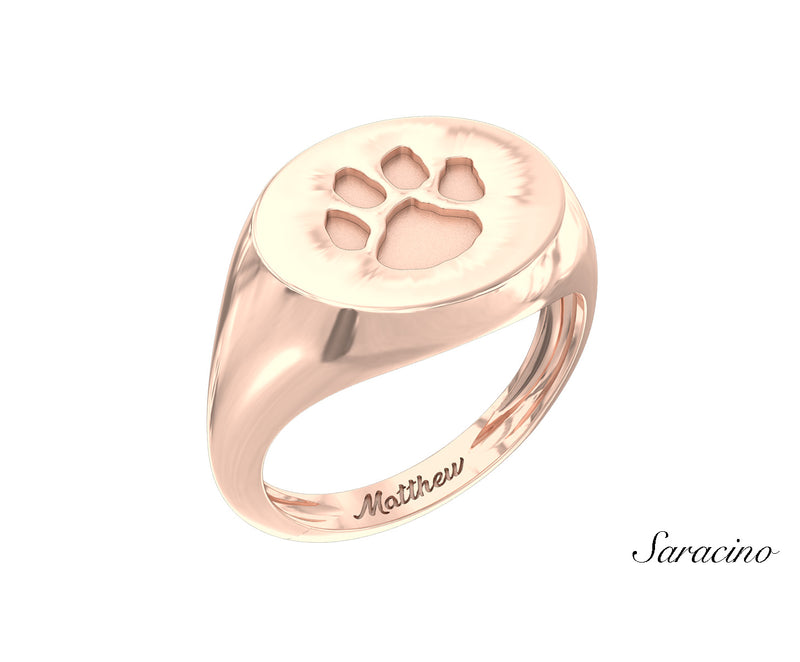 Loyola Paw Signet Ring Rose Gold