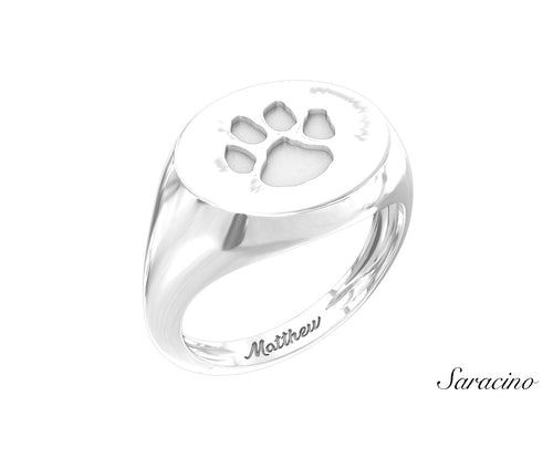 Loyola Paw Signet Ring White Gold