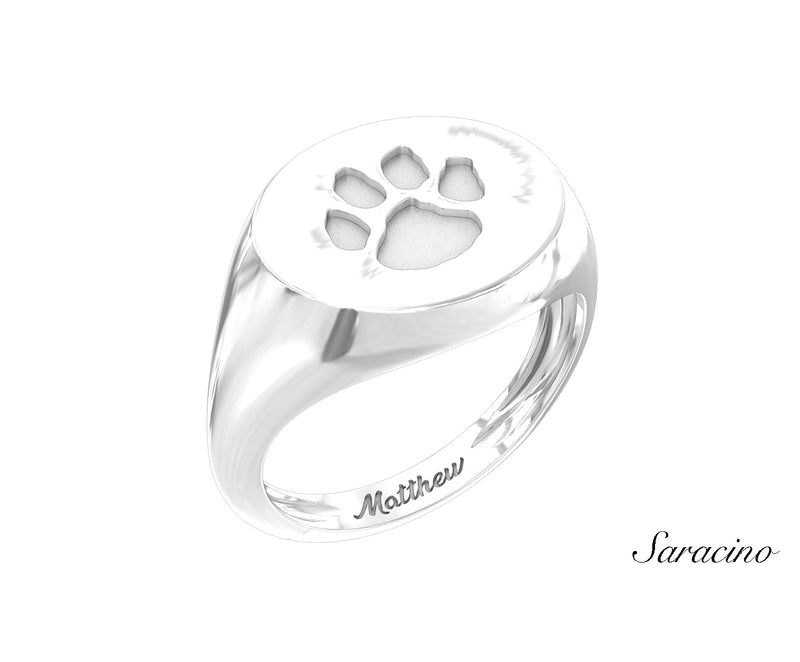 Loyola Paw Signet Ring White Gold