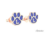 Loyola Enamel Paw Stud Earrings Rose Gold