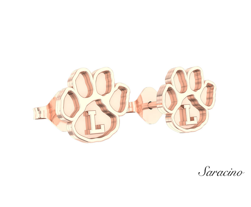 Loyola Paw Stud Earrings Rose Gold