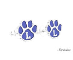 Loyola Enamel Paw Stud Earrings White Gold