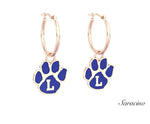 Loyola Enamel Paw Huggie Earrings Rose Gold