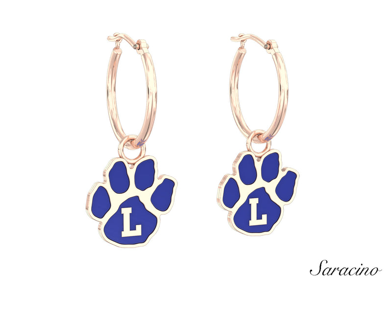 Loyola Enamel Paw Huggie Earrings Rose Gold