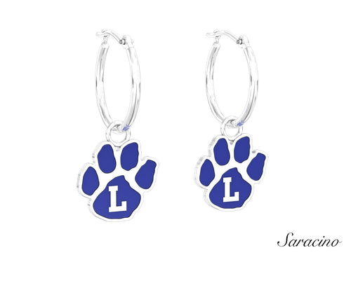 Loyola Enamel Paw Huggie Earrings White Gold