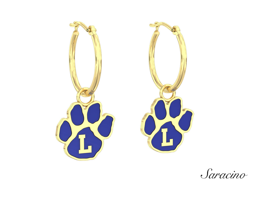 Loyola Enamel Paw Huggie Earrings Yellow Gold