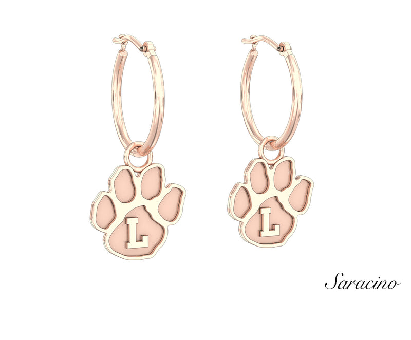 Loyola Paw Huggie Earrings Rose Gold