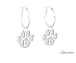 Loyola Paw Huggie Earrings White Gold