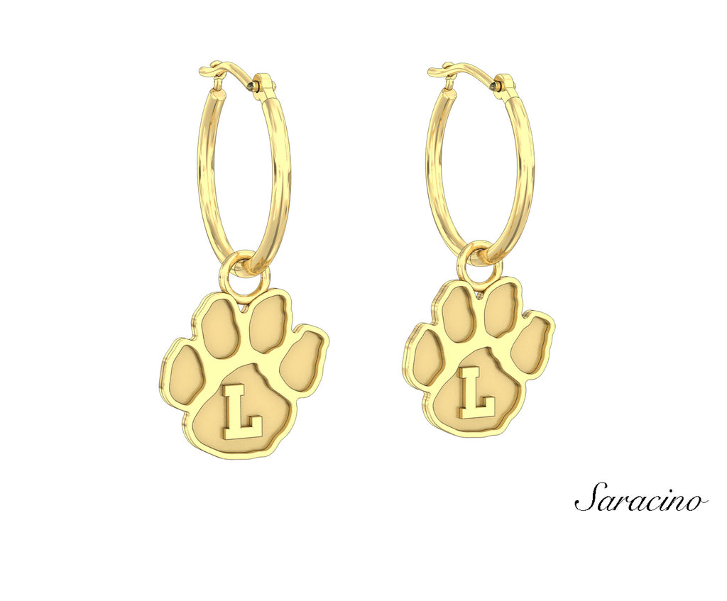 Loyola Paw Huggie Earrings Yellow Gold