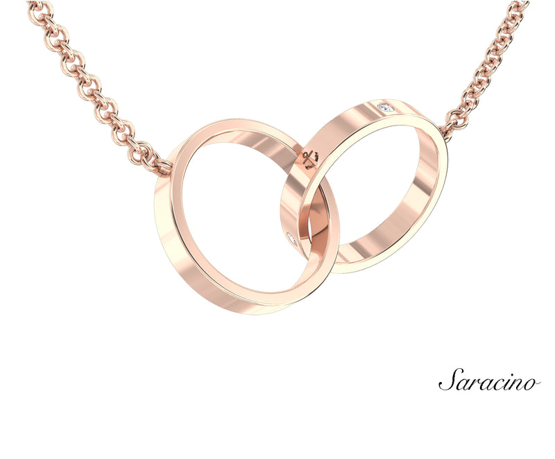 Double Ring US Navy Necklace Rose Gold