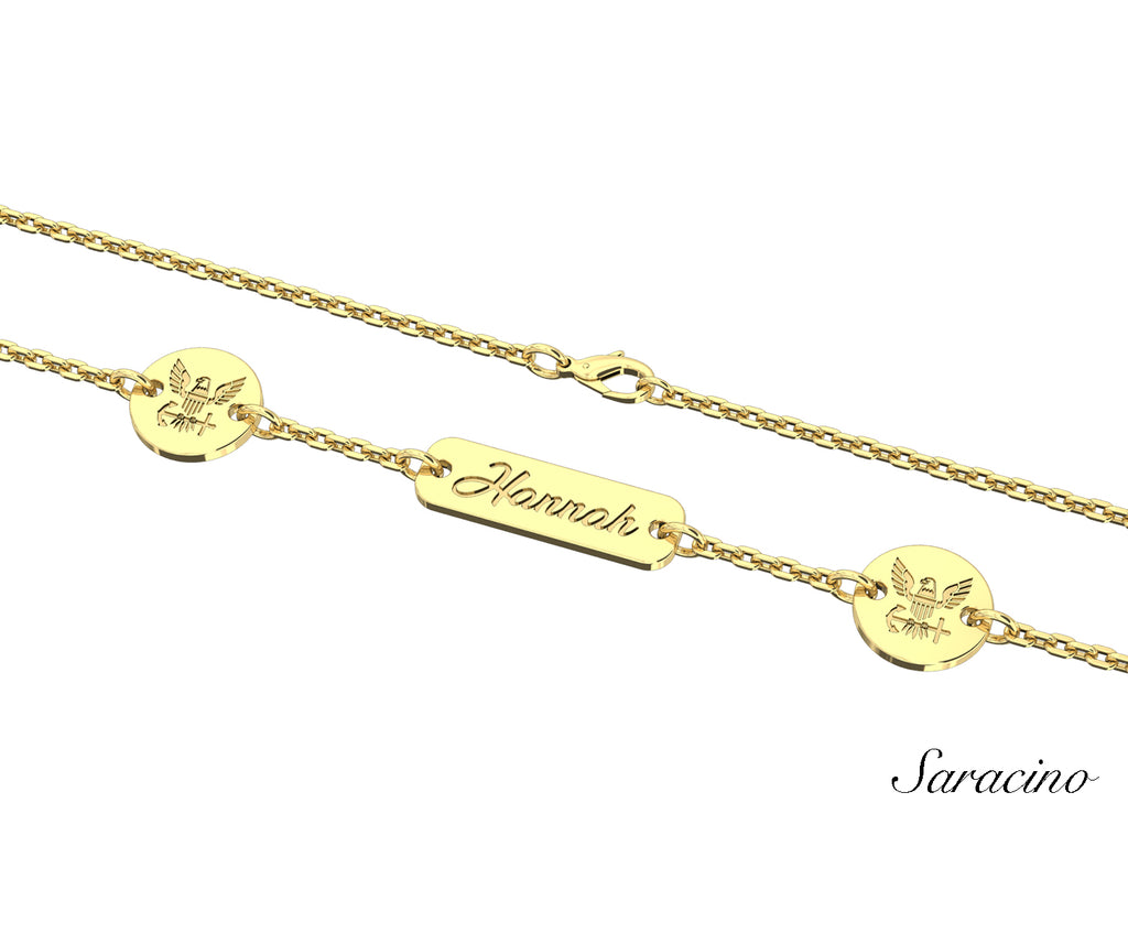 3 Piece US Navy Bracelet Yellow Gold