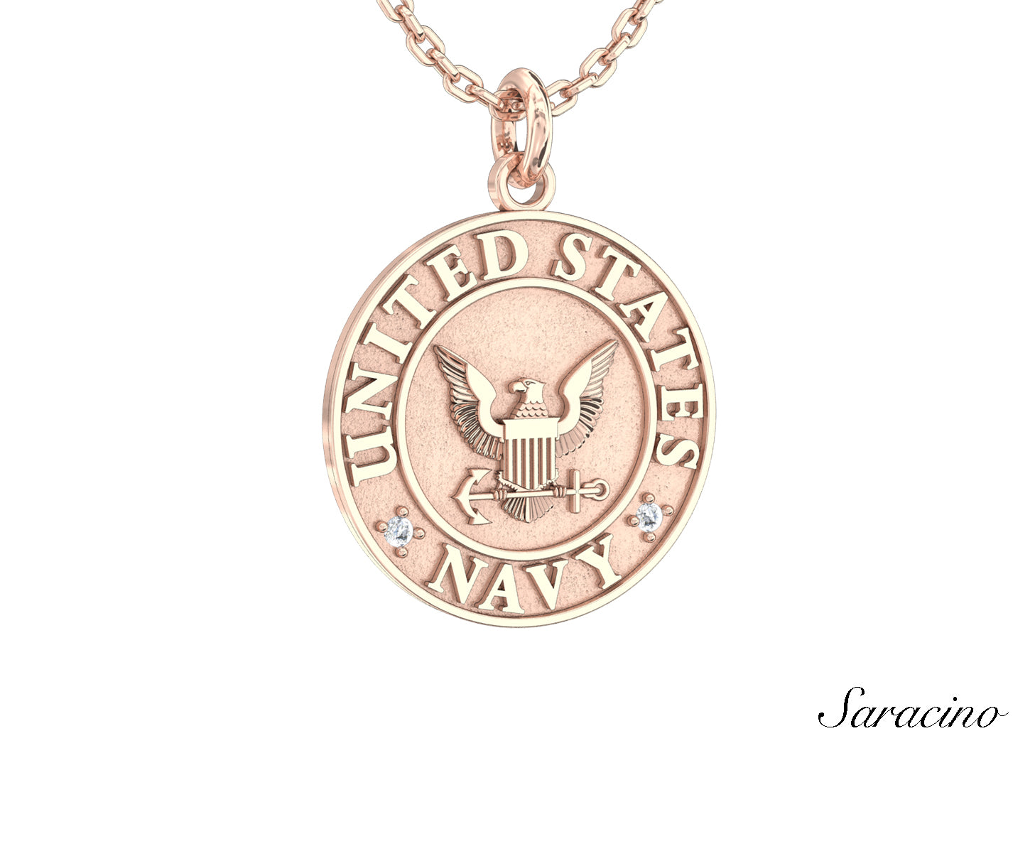 US Navy Diamond Pendant Rose Gold