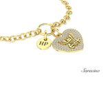 US Navy Diamond Heart Charm Bracelet Yellow Gold