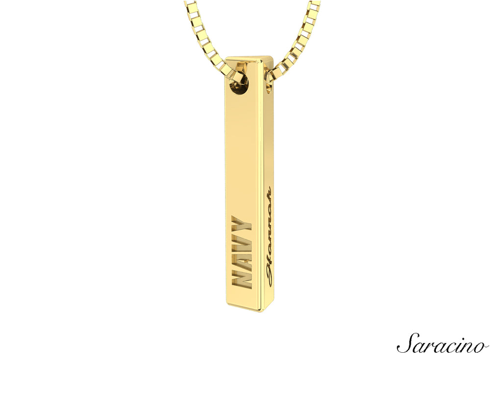 US Navy 3 Sided Necklace Yellow Gold