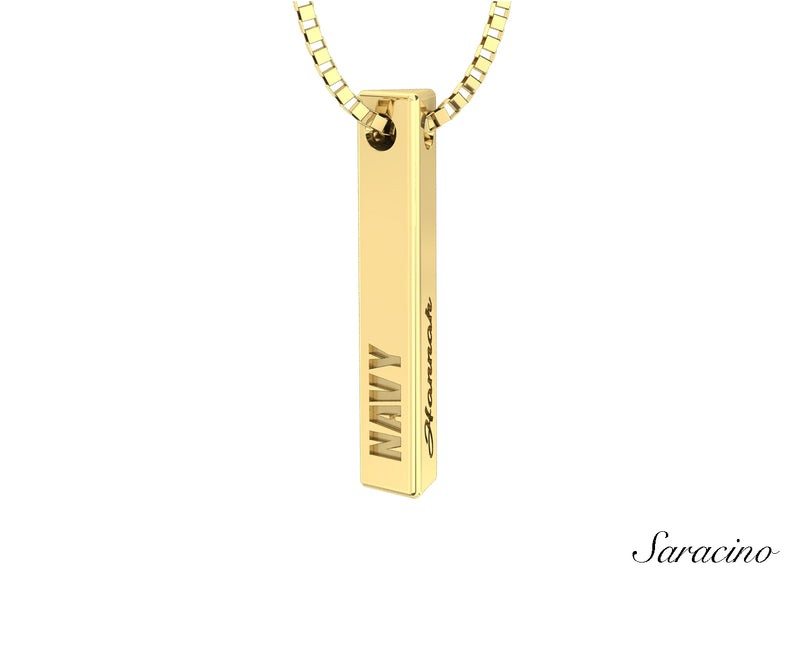 US Navy 3 Sided Necklace Yellow Gold