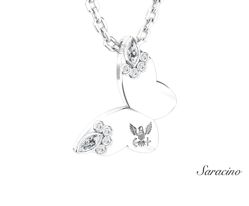 US Navy Butterfly Pendant White Gold