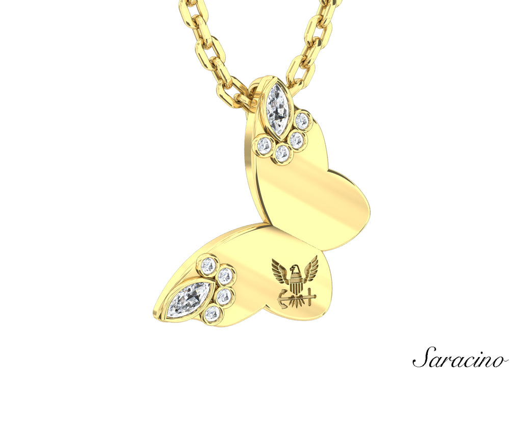 US Navy Butterfly Pendant Yellow Gold