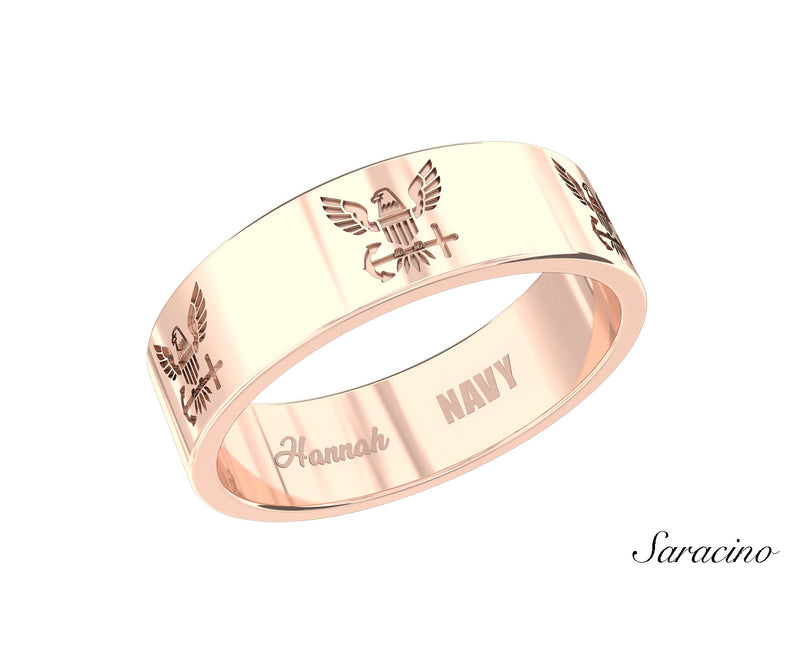 US Navy Gold Repeating Ring Rose Gold