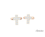 Princess Cut Diamond Cross Cufflinks Rose Gold