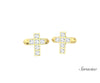 Princess Cut Diamond Cross Cufflinks Yellow Gold